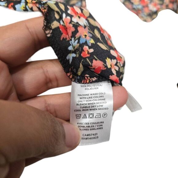 Ann Taylor Loft Top Women's 16 Plus Multicolor Floral Collar Split Party Blouse - Picture 7 of 8